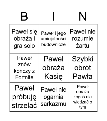 Paweł bingo Card