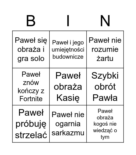 Paweł bingo Card