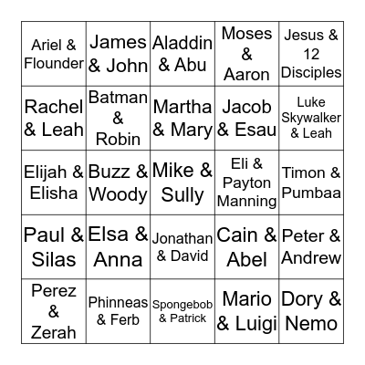 SIBLINGS & FRIENDS BINGO Card