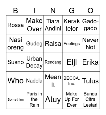 sachi punya. Bingo Card