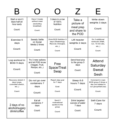 The Boozie Bunch! Bingo Card