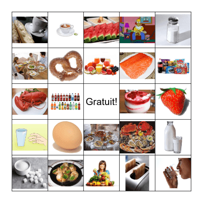 La nourriture et les boissons Bingo Card