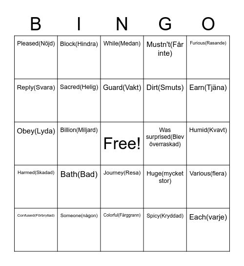 Chapter 6 Bingo Card