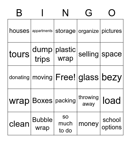 liikumine Bingo Card