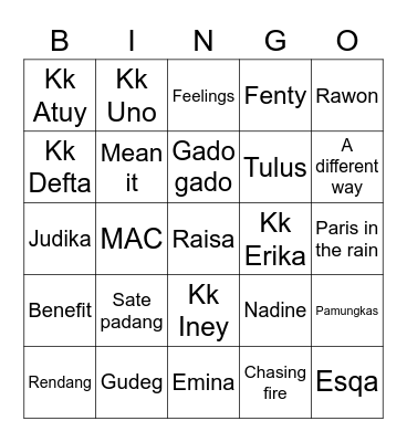 Nean’s bingo bord Bingo Card