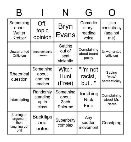 MAC CULEN Bingo Card