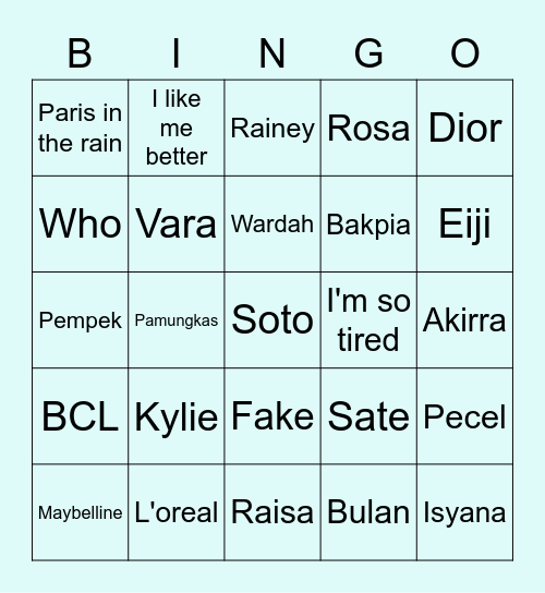 Punya Eiji Bingo Card