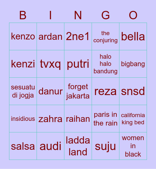 Ojun Bingo Card