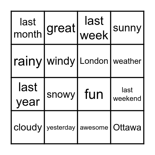 Grade 4 Bingo Card