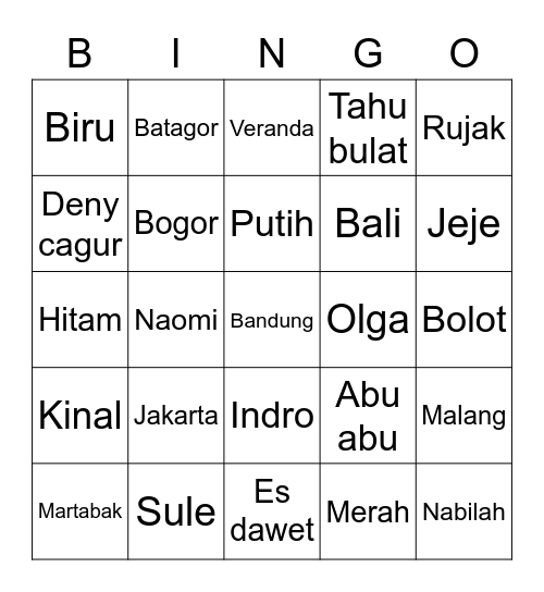 Random Bingo Card
