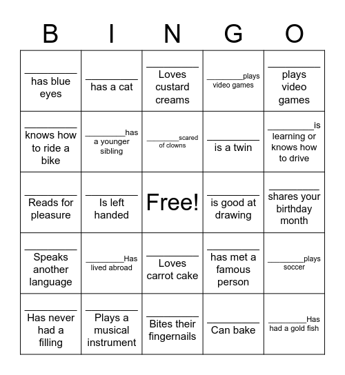 People Bingo Card