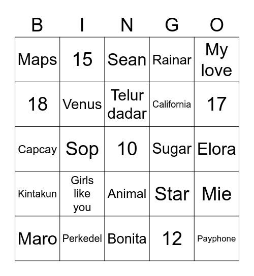 Sepho Bingo Card