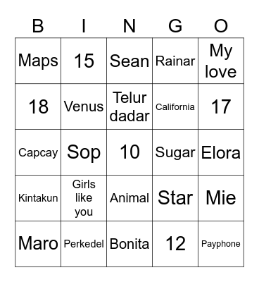 Sepho Bingo Card