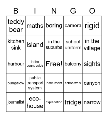 vocabulary chapter 3,4,5 Focus2 Bingo Card