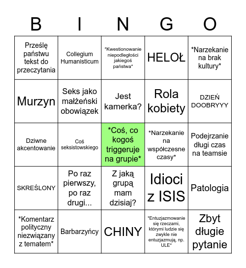 Wagner Bingo Card