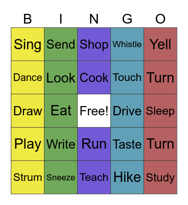 Verbs in sentences! Bingo Card