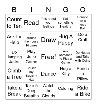 How to help my Emotions Bingo Card