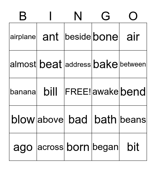 4th Grade Dolch Words  Bingo Card