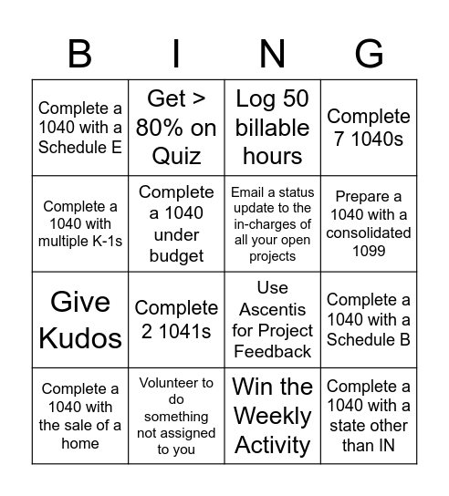 March 29 - April 9 Bingo Card