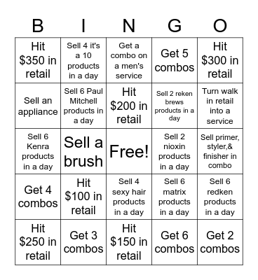 Retail Bingo Card