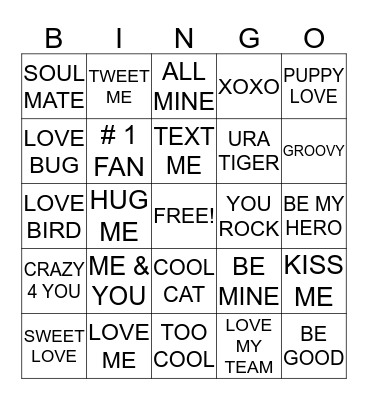 CONVERSATIONAL HEART BINGO Card