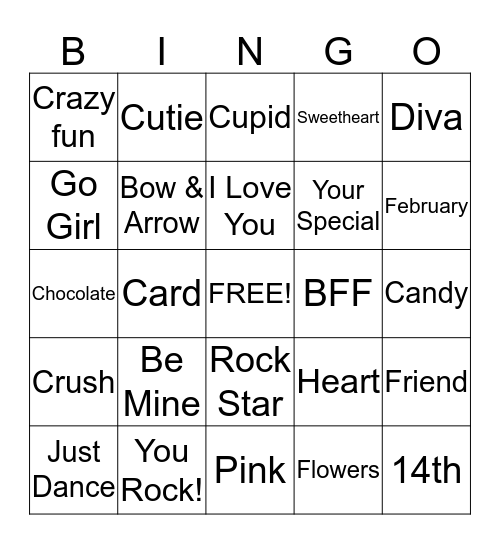 Troop 2954 Valentine Bingo Card