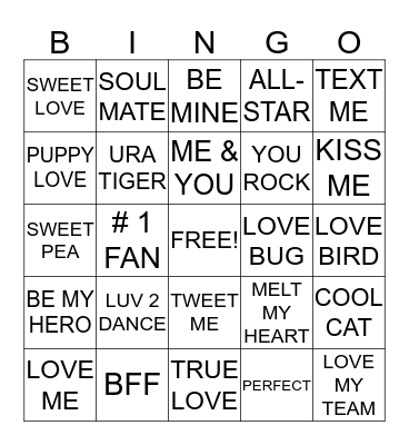 CONVERSATIONAL HEART Bingo Card