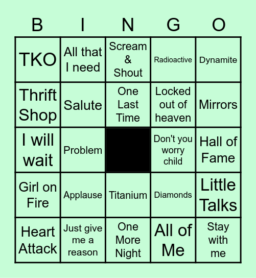 2010-2015 Hits :) Bingo Card