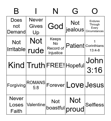 GOD'S LOVE IS... Bingo Card