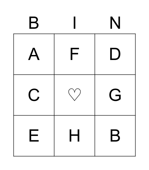 Alphabet Bingo Card