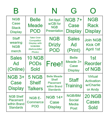 Nelson's Green Brier Distillery Bingo Card