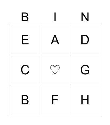 Alphabet Bingo Card