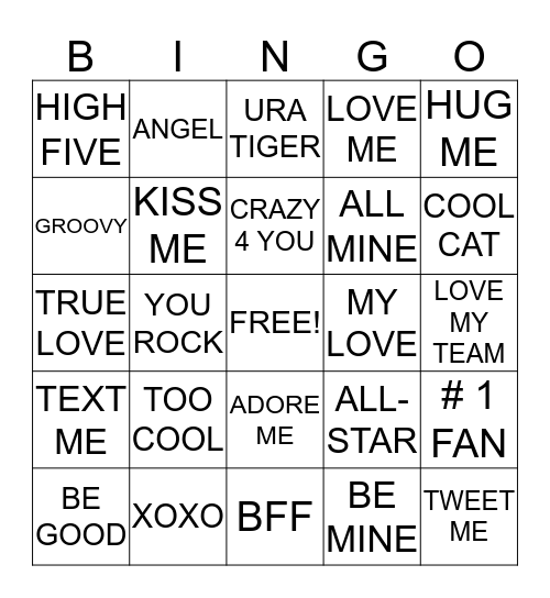 CONVERSTIONAL HEART Bingo Card