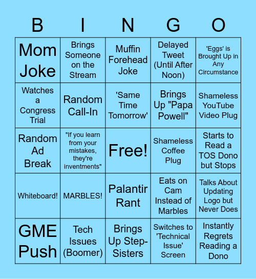 TheStockGuy Bingo Card