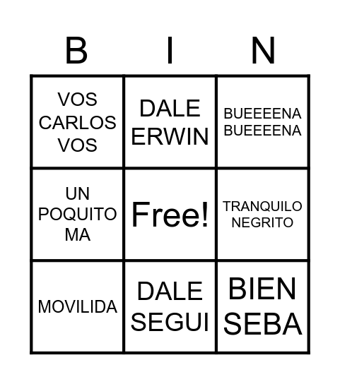 Russo Bingo Card