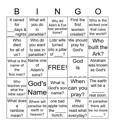 Bible Bingo Card