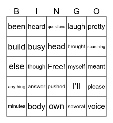 2-5a Bingo Card