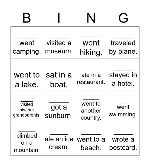 Holiday Bingo Card