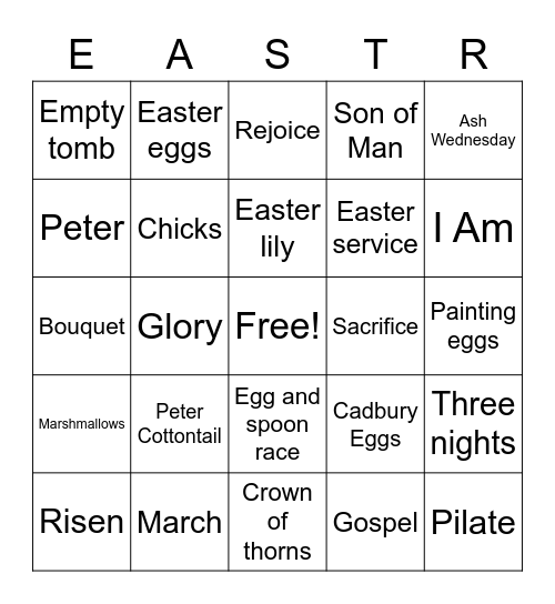 Easter Bingo Card