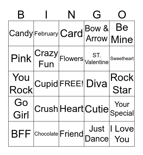 Troop 2954 Valentine Bingo Card