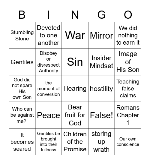 Romans... by Faith Bingo Card