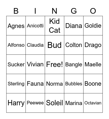 Animal Crossing Bingo Card