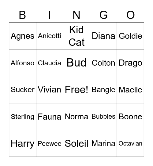 Animal Crossing Bingo Card