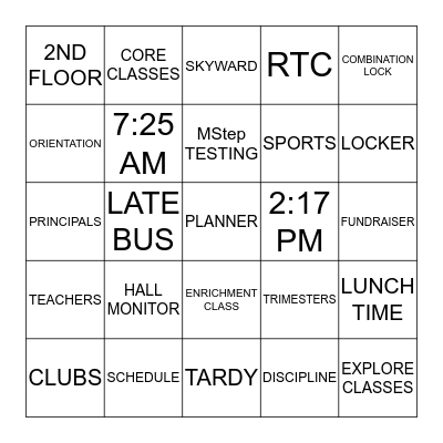 WELCOME TO WESTERN MIDDLE SCHOOL BINGO! Bingo Card