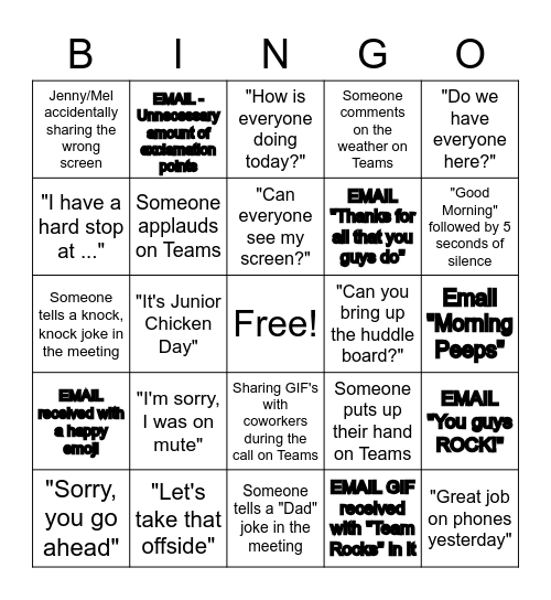 ScotiaPulse Committee BINGO Fun!!!! Bingo Card