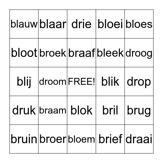 kleefletters (br, dr) Bingo Card