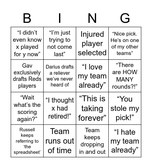 BFN Fantasy Bingo Card