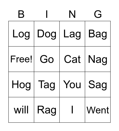 Group B Bingo Card