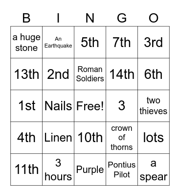 Stations of the Cross Bingo Card