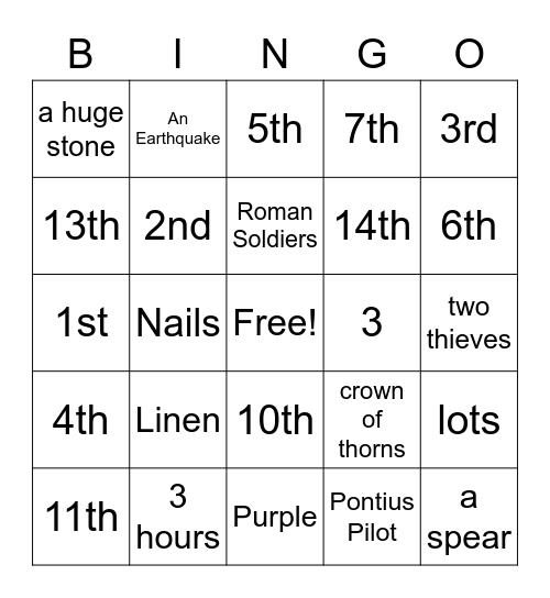 Stations of the Cross Bingo Card